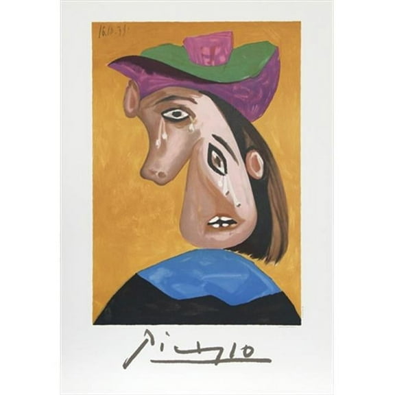 Le Pleureuse - Yellow- Blue- Purple - Lithograph on Paper 29 In. x 22 In.