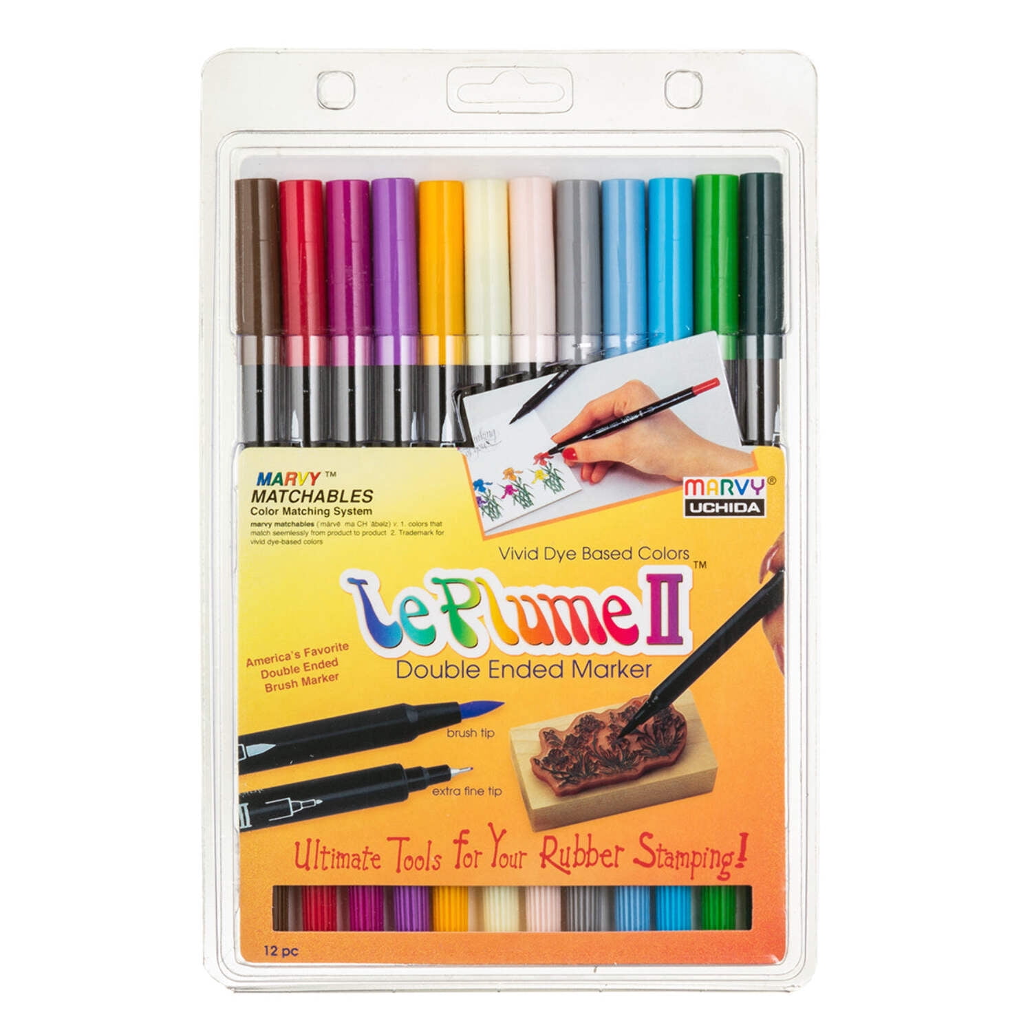 Uchida - Le Plume II Watercolor Marker Set - 12-Marker Set - Garden Colors