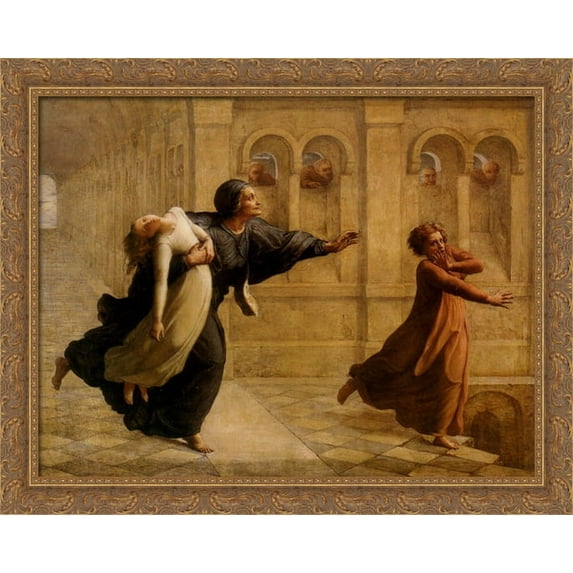 Le Po?me de l'?me ' Cauchemar 34x28 Large Gold Ornate Wood Framed Canvas Art by Anne Francois Louis Janmot