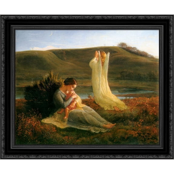Le Po?me de l'?me ' L'Ange et la m?re 24x20 Black Ornate Wood Framed Canvas Art by Janmot, Anne Francois Louis