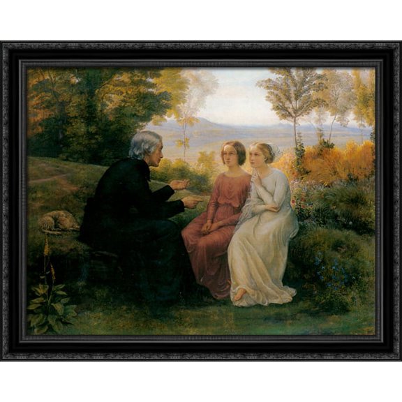 Le Po?me de l'?me ' Le Grain de bl? 36x28 Large Black Ornate Wood Framed Canvas Art by Anne Francois Louis Janmot