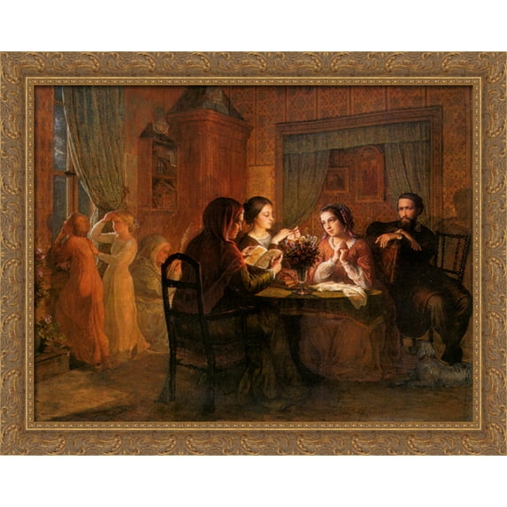Le Po?me de l'?me ' Le Toit paternal 34x28 Large Gold Ornate Wood Framed Canvas Art by Anne Francois Louis Janmot
