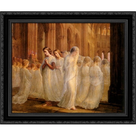 Le Po?me de l'?me ' Premi?re communion 24x20 Black Ornate Wood Framed Canvas Art by Janmot, Anne Francois Louis