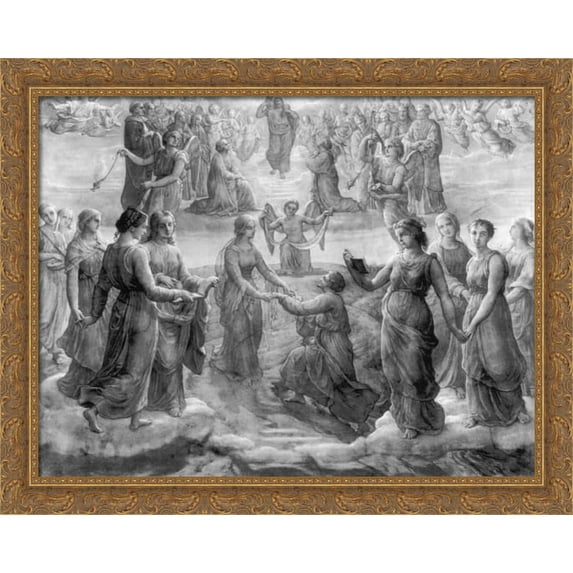 Le Po?me de l'?me ' Sursum Corda 34x28 Large Gold Ornate Wood Framed Canvas Art by Anne Francois Louis Janmot