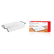 Le Regalo Stoneware Rectangle Baker with Metal Rack