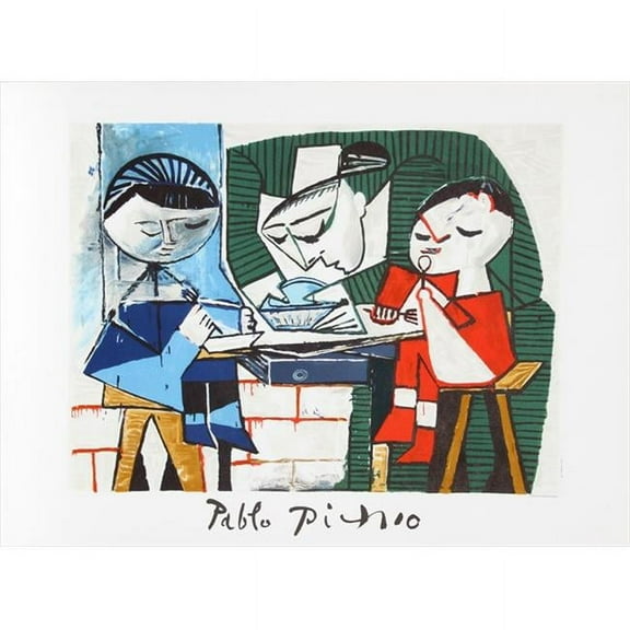 Le Repas des Infants - Green- Red- Blue- Black - Lithograph on Paper 29 In. x 22 In.