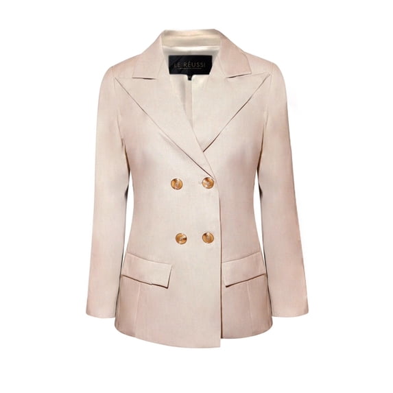 Classic Double-Breast Wool Blazer for Women by Le Reussi