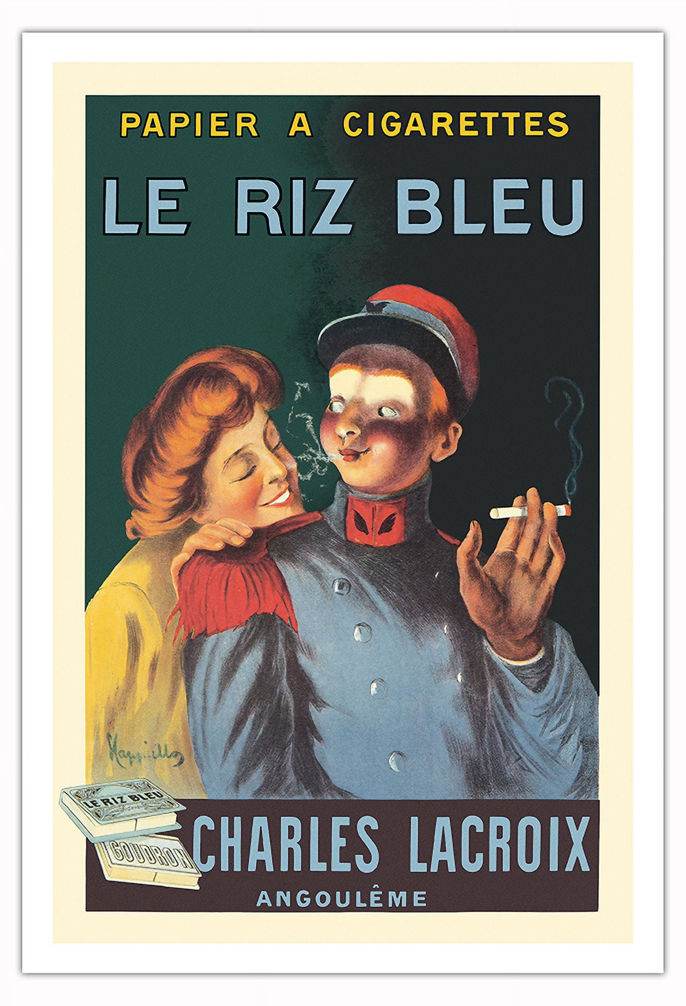 Le Riz Blue Cigarette Papers (Papier A Cigarettes) - Vintage French  Advertising Poster by Leonetto Cappiello c.1913