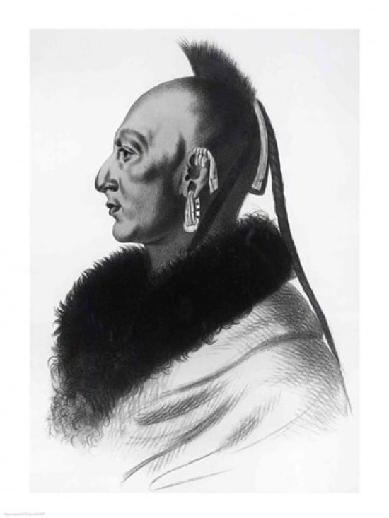 Le Soldat du Chene an Osage Chief Canvas Art - (18 x 24)