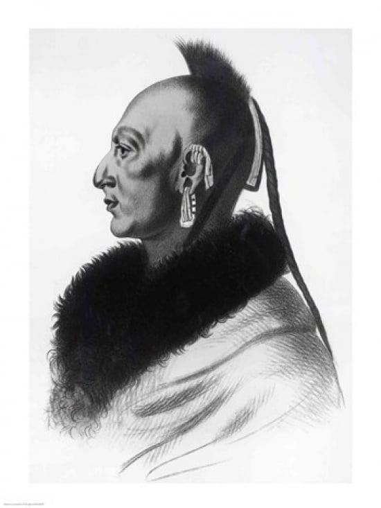 Le Soldat du Chene an Osage Chief Canvas Art -  (24 x 36)