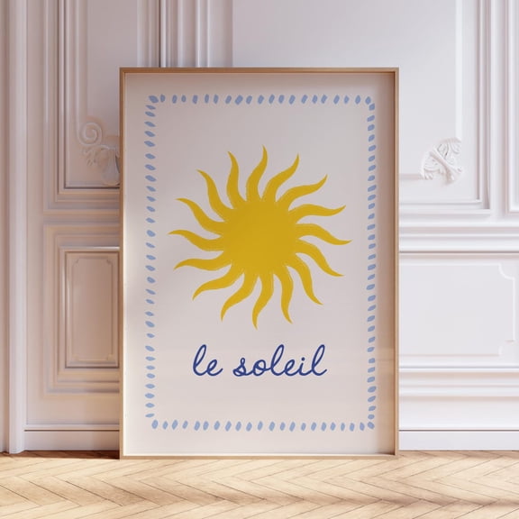 Le Soleil French Quote Summer Wall Art, Unframed Paper Print Size 8x12