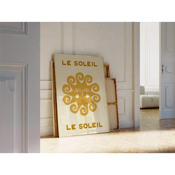 Le Soleil Wall Art, Boho Summer Print, Aesthetic Sun Poster, French Summer Poster, Sun And Sea Art, Retro Coastal Print