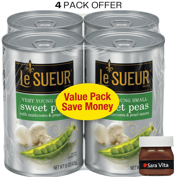 Le Sueur Very Young Small Sweet Peas with Mushrooms & Pearl Onions, 15 oz Can