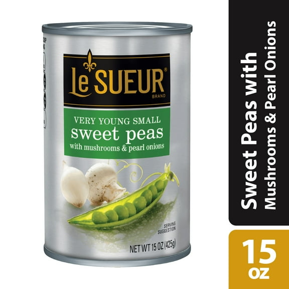 Le Sueur Very Young Small Sweet Peas with Mushrooms & Pearl Onions 15 oz (Pack of 6)