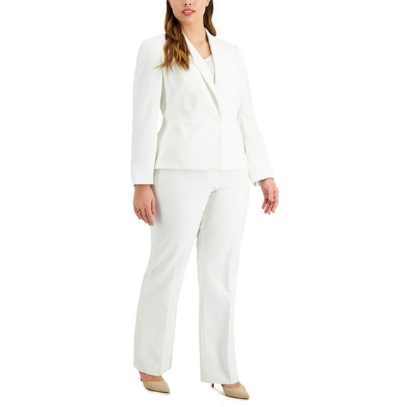 Le Suit Notched Collar One Button Closure with Mid Rise Zipper with Hook and Bacr Closure Pant-VANILLA ICE / 20W