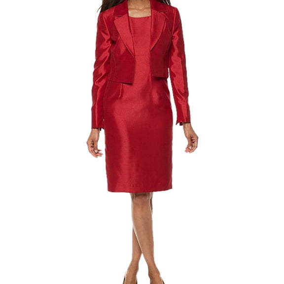 Le Suit Womens 2 pc. Flyaway Dress Suit, Red, 12