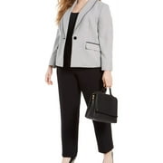 LE SUIT Womens Houndstooth One Button Blazer Jacket, Black, Plus Size, 14W