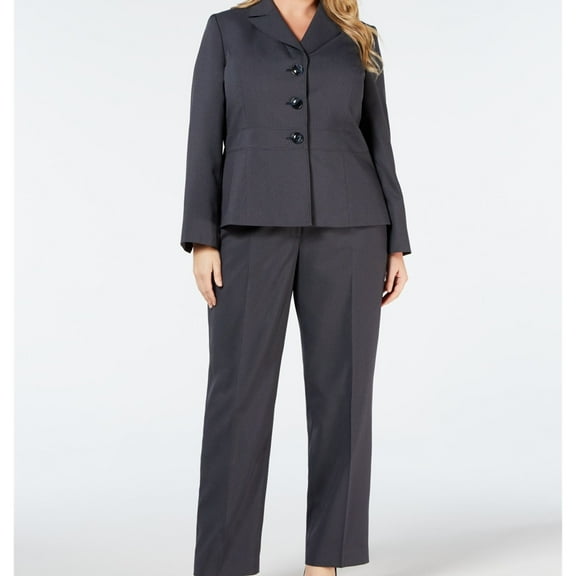 Le Suit Womens Notch Collar Three Button Blazer Jacket, Blue, Plus Size, 20W