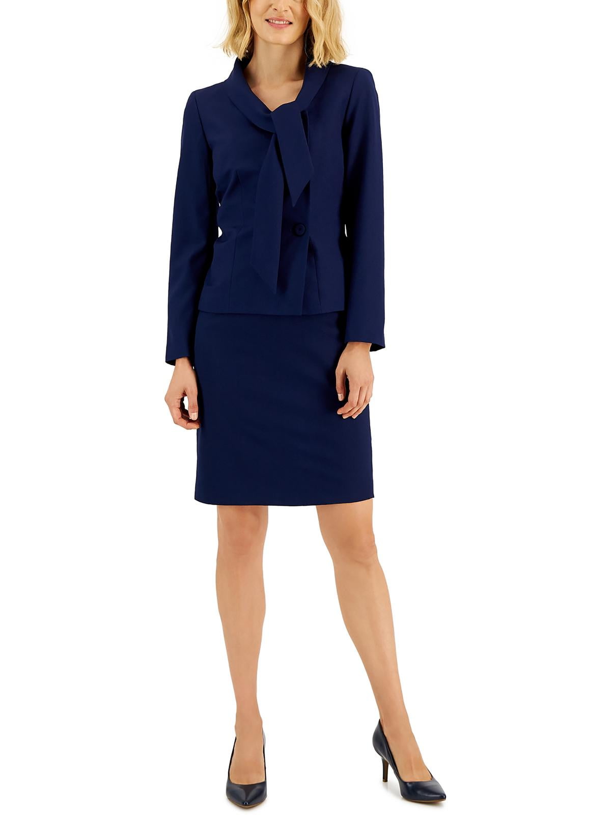 Le Suit Womens Petites Tie Collar Business Skirt Suit Walmart