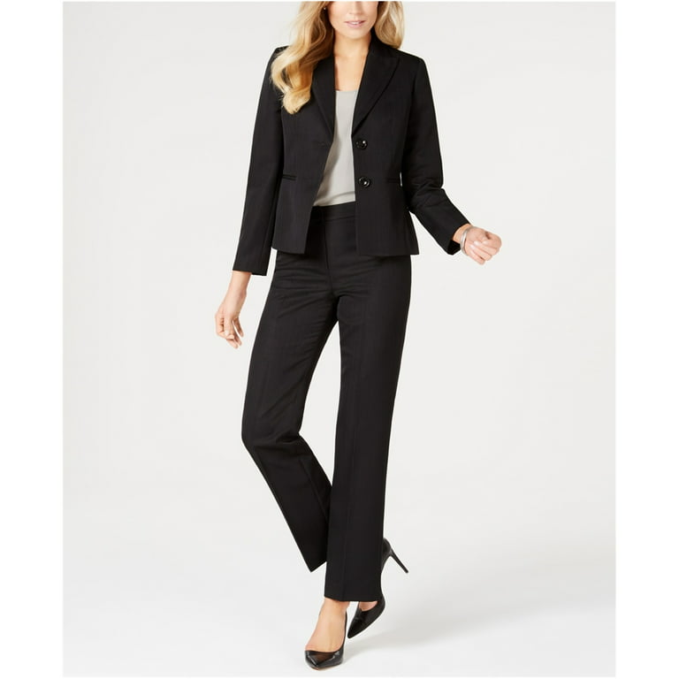 Le Suit Womens Shadow Pant Suit, Black, 6