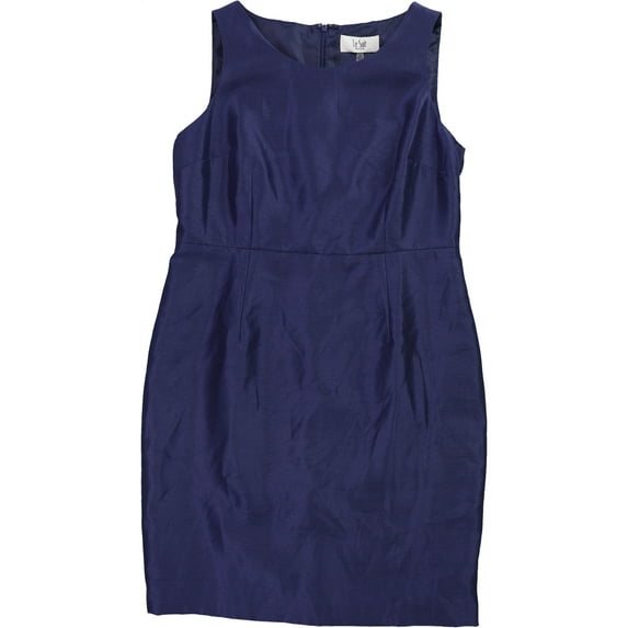 Le Suit Womens Shiny Kiss Front Sheath Dress, Blue, Petite, 12P