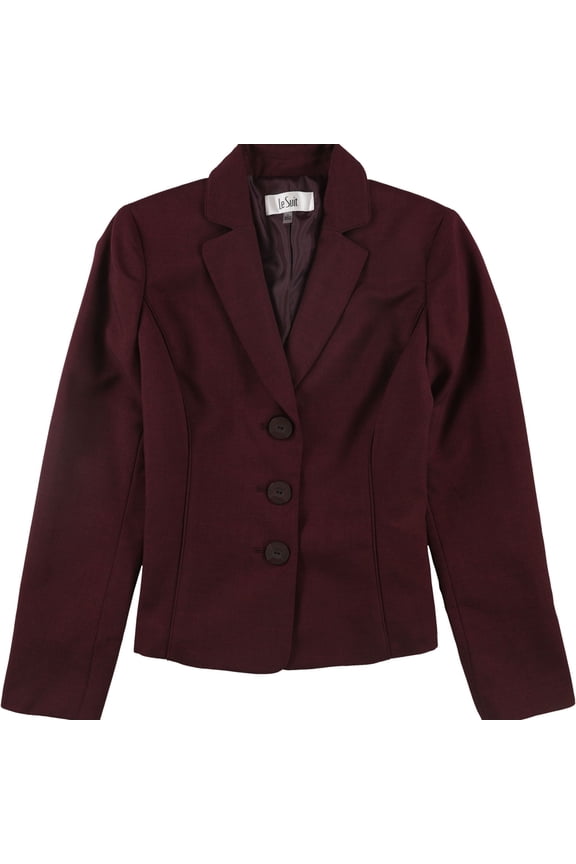 Womens Solid Three Button Blazer Jacket, Red, 4