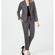 LE SUIT Womens Twill Notch Collar Two Button Blazer Jacket, Grey, Petite, 8P