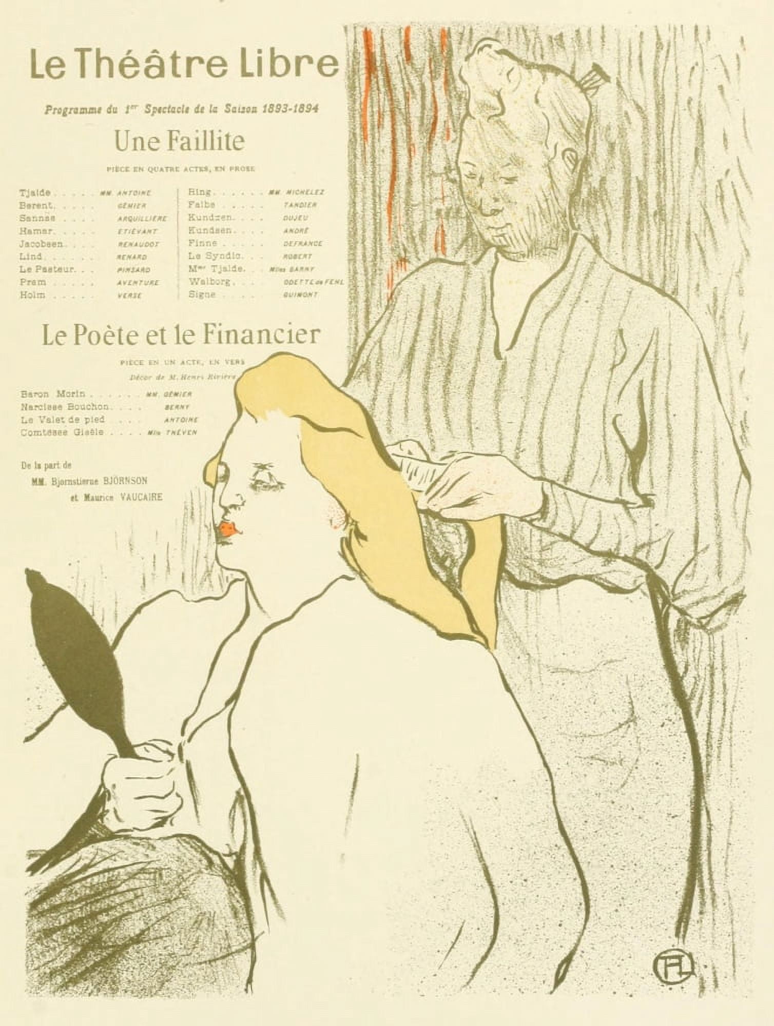 Le Theatre Libre Canvas Art - H de Toulouse-Lautrec (18 x 24)