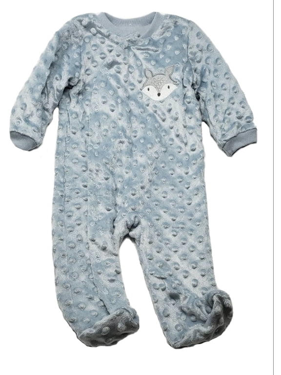 Le Top Bebe Baby Boys Long Sleeve Footie (0-3 Months, Blue)