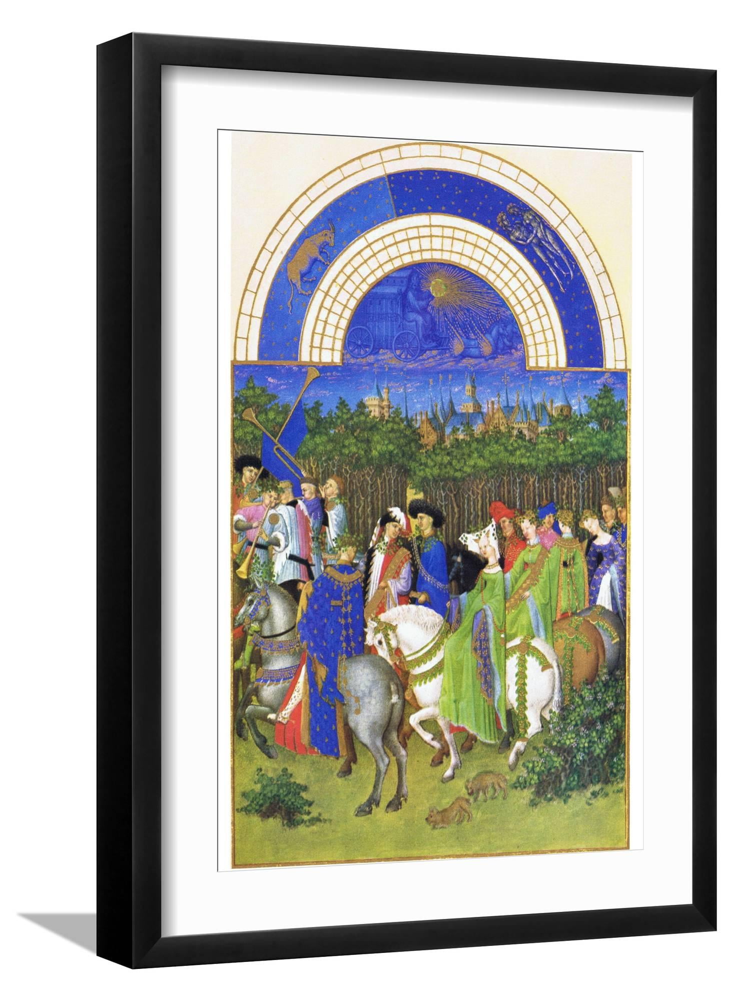 Le Tres Riches Heures Du Duc De Berry - May Framed Art Print by Paul Herman & Jean Limbourg, 12" x 18", Sold by Art.com