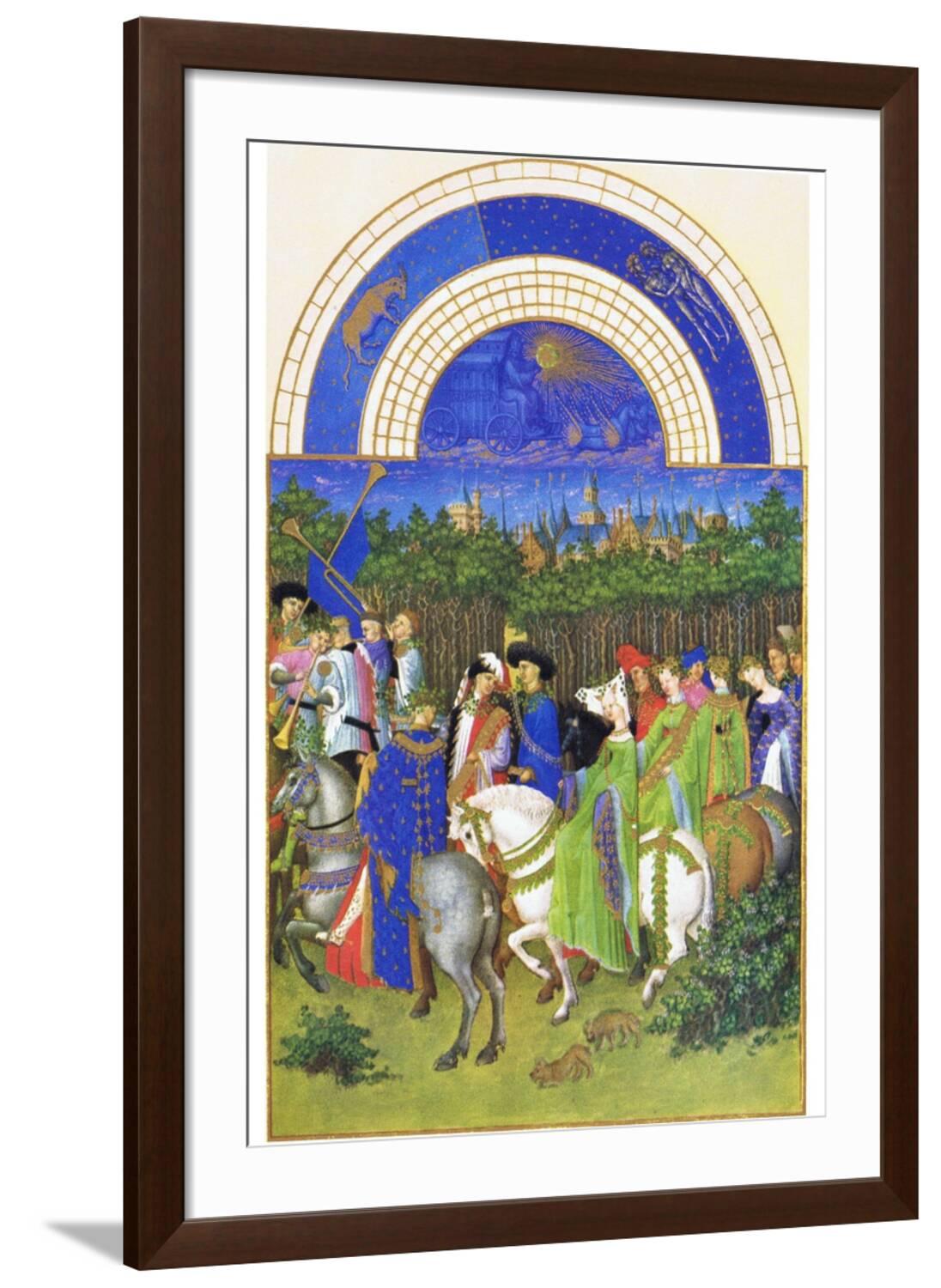 Le Tres Riches Heures Du Duc De Berry - May Framed Art Print by Paul Herman & Jean Limbourg, 24" x 36", Sold by Art.com