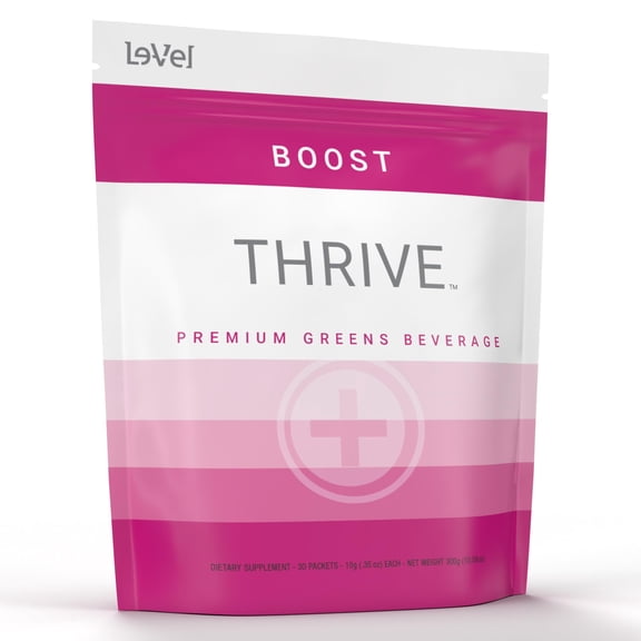 Le-Vel Thrive Boost Premium Gluten-Free Greens Powder with pH Balancing Blend, Probiotics, Enzymes, Fruits, Vegetables, and Super Green Grasses 30 Berry-Flavored Packets
