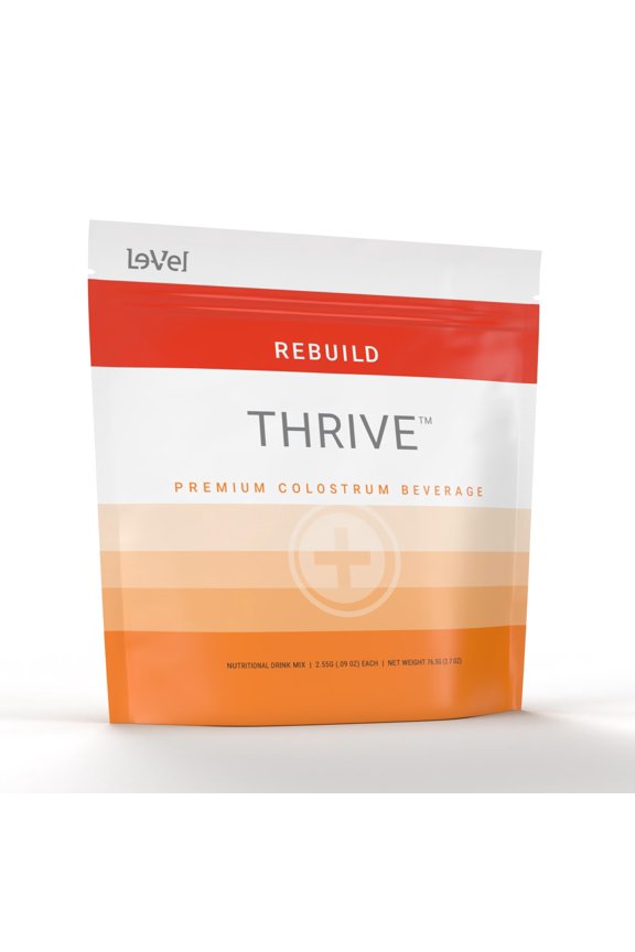 Thrive Thrive Rebuild - Colostrum Premium Powder with Tumeric, Grass-Fed, Gut Health, Bloating Immunity Skin & Hair, Keto, Gluten and Fat Free, 30 Count