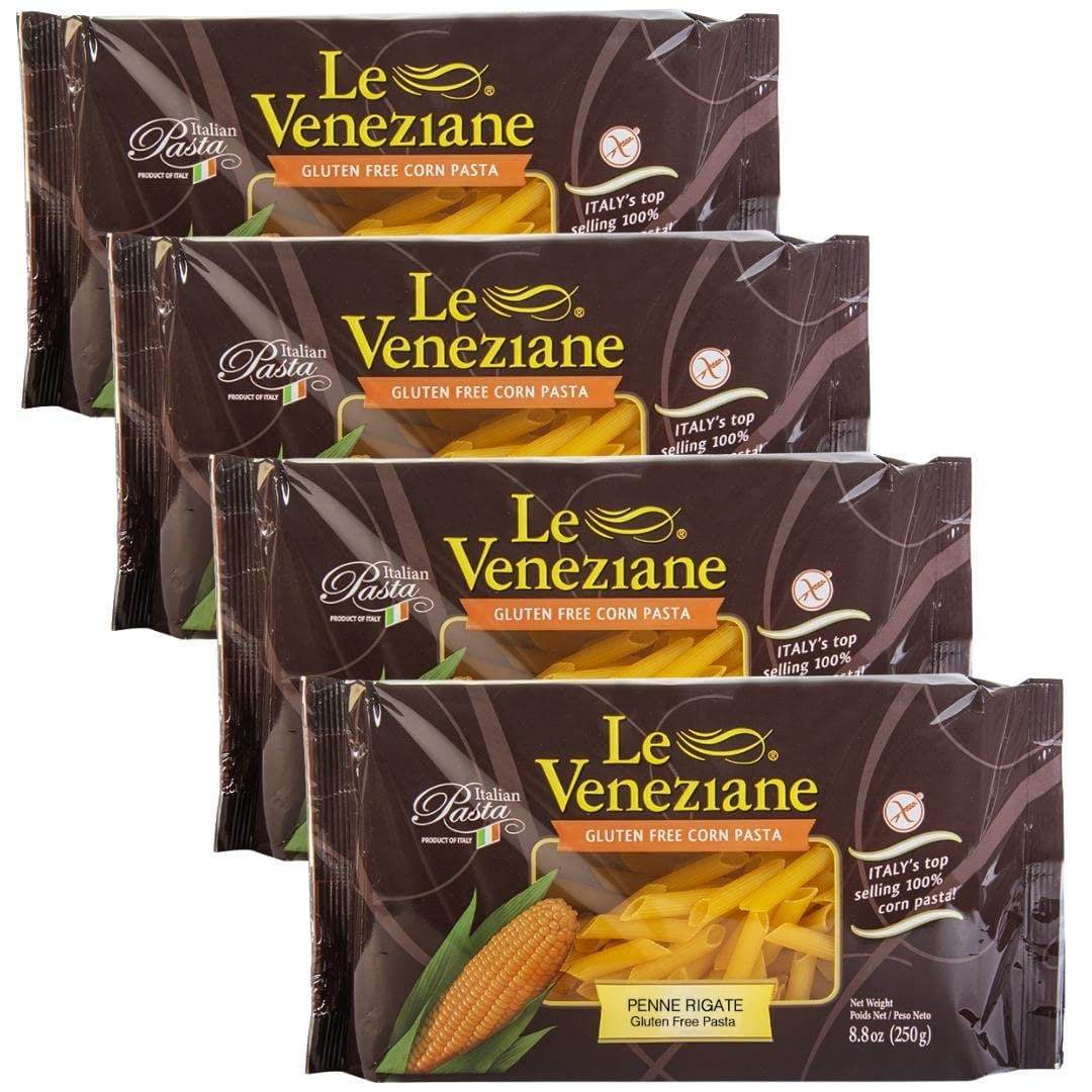 Le Veneziane - Italian Penne Rigate Pasta [Gluten-Free], (4)- 8.8 oz. PkgsZAZK-1025
