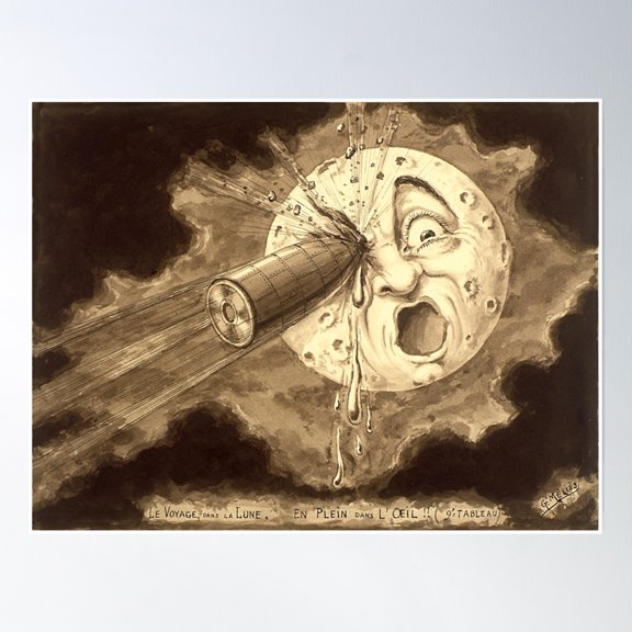 Le Voyage Dans La Lune (Drawing) By G. Melies Poster Wall Art, Modern Wall Decor, 8x12 UNFRAMED