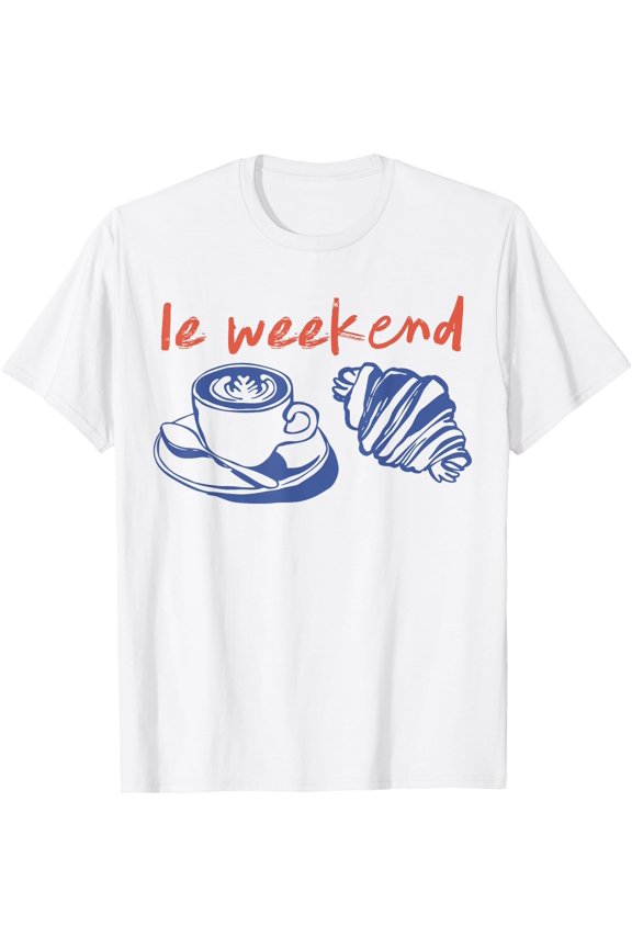 Le Weekend Coffee Club Croissant Lovers Pastry T-Shirt, Vintage T-Shirt