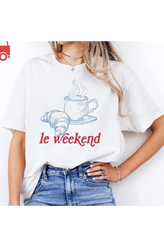 Le Weekend Coffee Croissant TShirt Retro French Graphic Tee