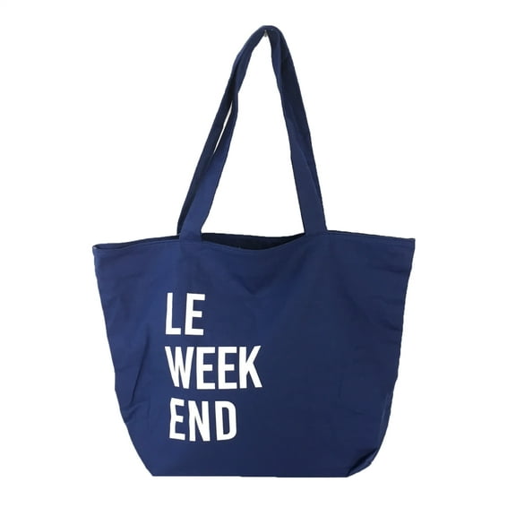 Le Weekend Large Canvas Tote Packable Bag, Navy