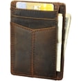 thumbnail image 1 of Le'aokuu Genuine Leather Minimalist Thin Card Case Holder Slim Handy Wallet Front Pocket, 1 of 9