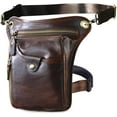 thumbnail image 1 of Le'aokuu Mens Genuine Leather Motorcycle Waist Pack Messenger Shoulder Drop Leg Bag, 1 of 4