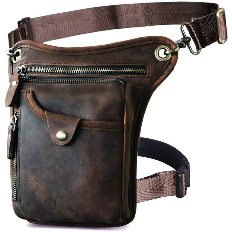 Le aokuu Mens Genuine Leather Motorcycle Waist Pack Messenger Shoulder Drop Leg Bag Walmart