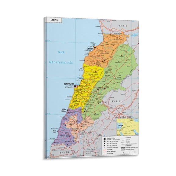 Le-banon Map Posters Posters Art Print Wall Photo Paint Poster Hanging Picture Family Bedroom Decor Gift 20x30inch(50x75cm)