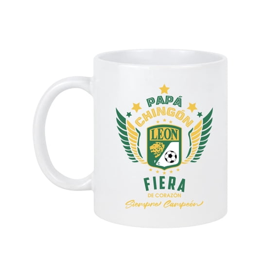 Len Soccer Fan Coffee Mug Pap Chingn Design Fiera de Corazn, Siempre Campen 11 oz White Ceramic Cup