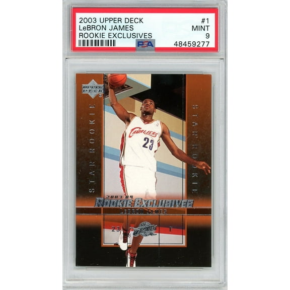 LeBron James 2003 Upper Deck Rookie Exclusives Basketball Card RC #1 Graded PSA 9 MINT
