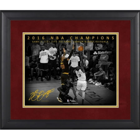 LeBron James Cleveland Cavaliers Framed 11" x 14" NBA Finals Game 7 Chasedown Block Moments Spotlight - Facsimile Signature - Fanatics Authentic Certified