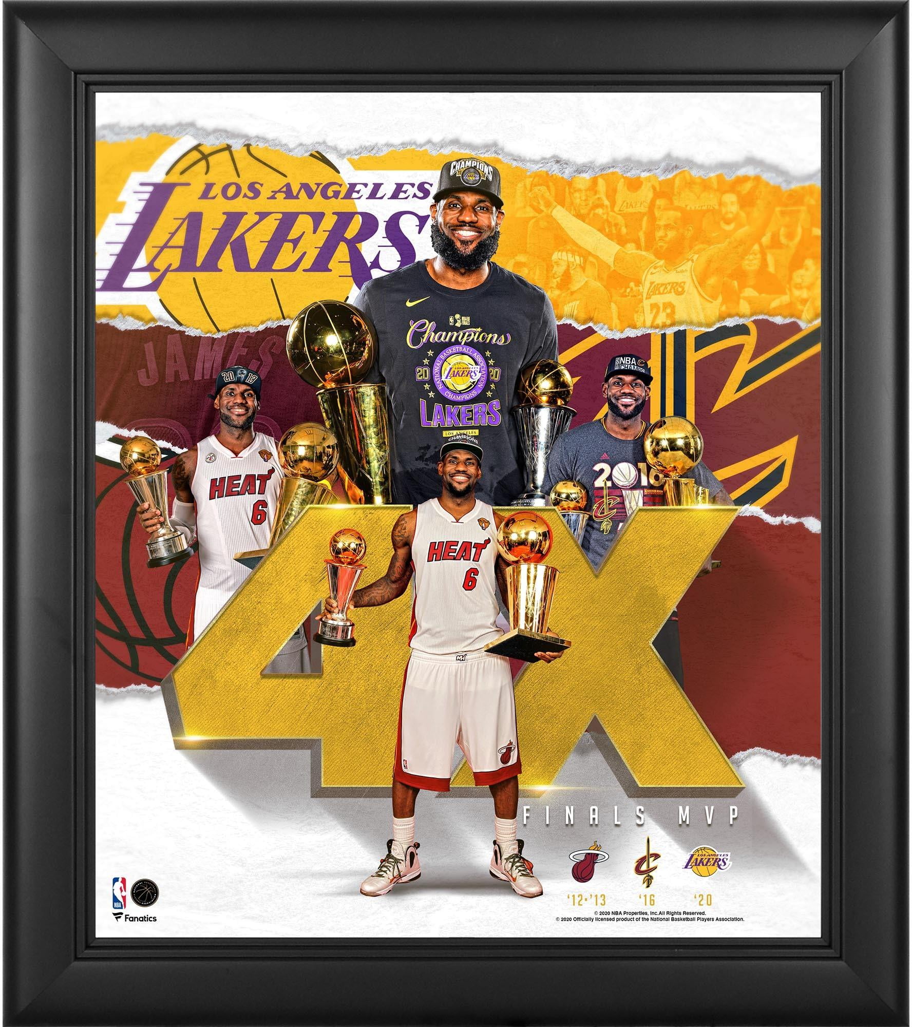 LeBron James Los Angeles Lakers Framed 15" x 17" 4X NBA Finals MVP Collage