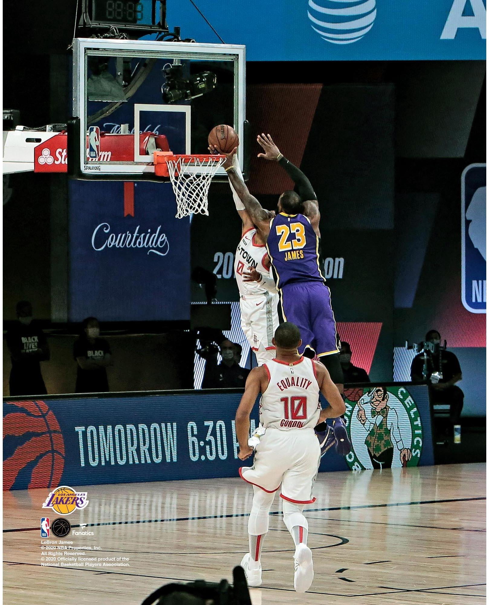 LeBron James Los Angeles Lakers Unsigned 2020 NBA Playoffs Block vs ...