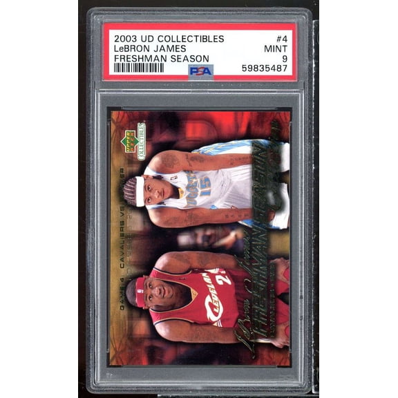 LeBron James Rookie w/Carmelo Anthony UD Collectibles Freshman Season #4 PSA 9