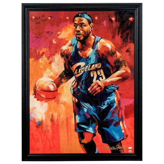 LeBron James Signed "Rookie Of the Year 04” Malcolm Farley Painting Art JSA UDA