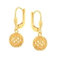 thumbnail image 1 of LeCalla 18K Gold-Plated 925 Sterling Silver Filigree Ball Leverback Drop Dangle Earring for Women and Teen 24MM, 1 of 8